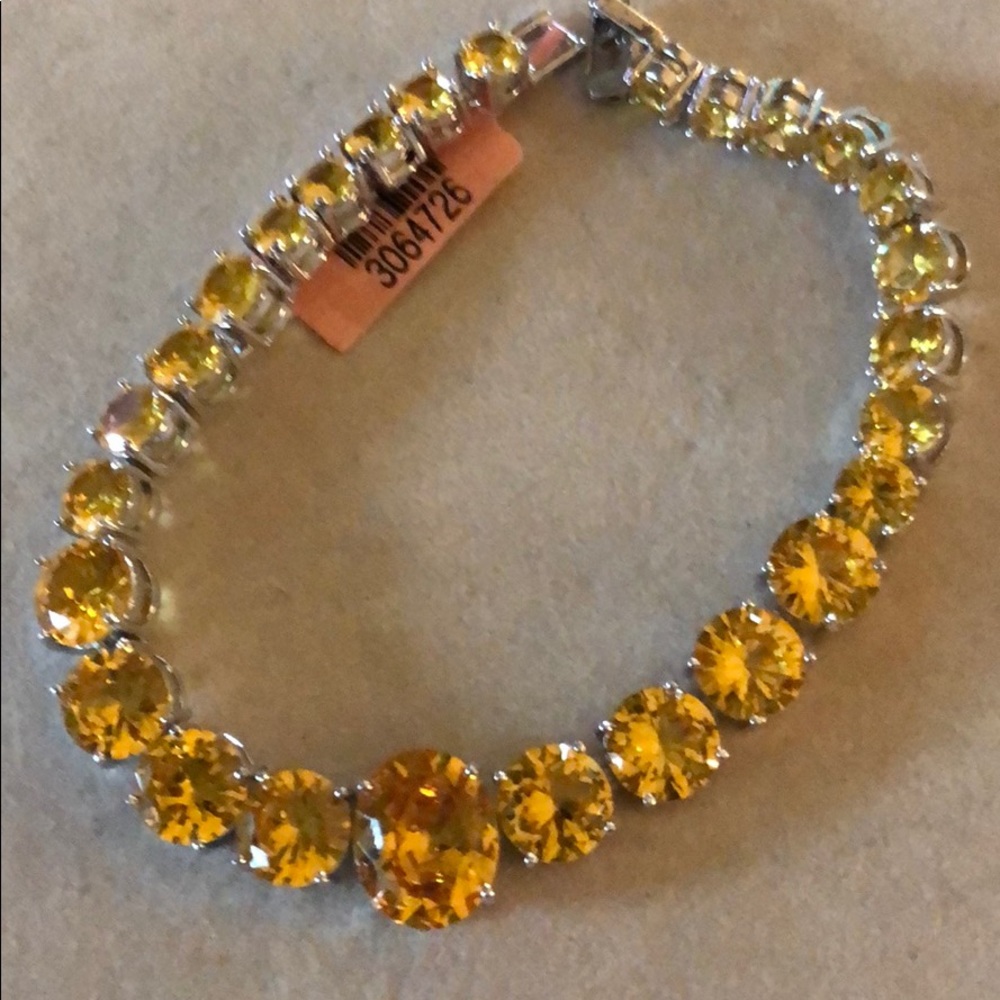 Yellow Sapphires !! 8” 9.25STS Platinum overlay